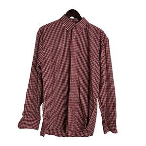 Wrangler Riata Mens Shirt Size Large Red Plaid Button Front Long Sleeve
